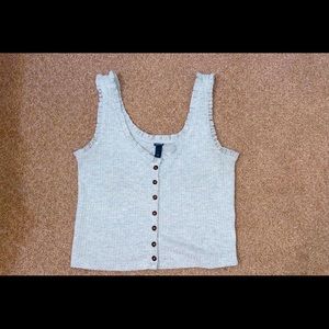 Gray Ruffled Tank Top